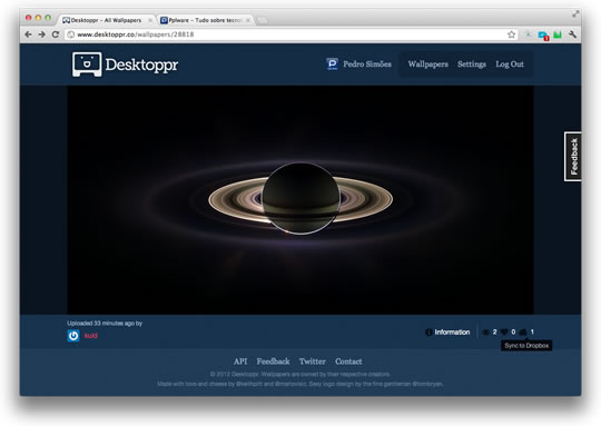 Desktoppr – Wallpapers da Web para o Dropbox