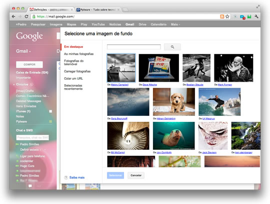Gmail – Já é possível mudar a imagem de fundo