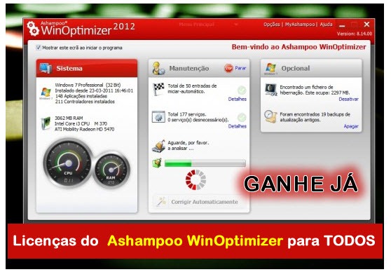 Temos licenças do Ashampoo WinOptimizer para todos