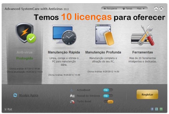 Ganhe uma licença do Advanced SystemCare com Antivirus 2013