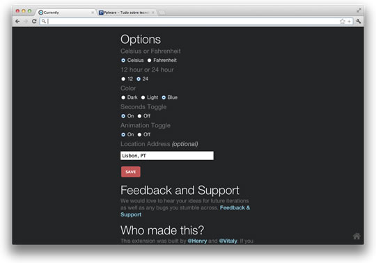 Extensão Chrome: Currently – uma página inicial diferente