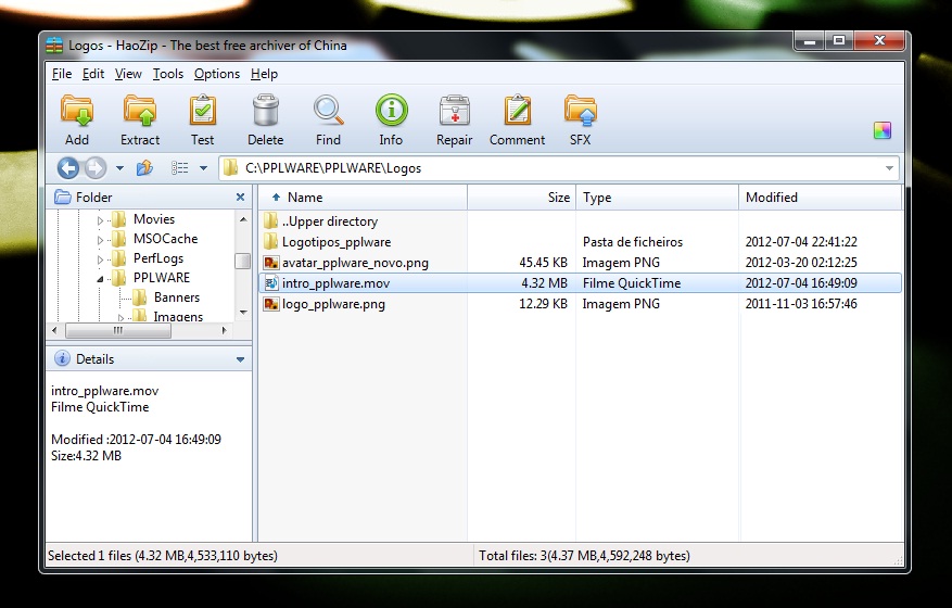 Haozip, compressor e descompressor gratuito…