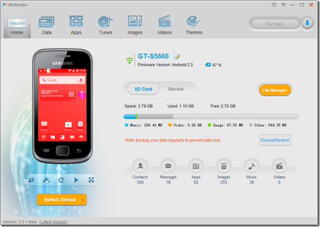Moborobo 2.1.1.655, para uma gestão completa do seu Android