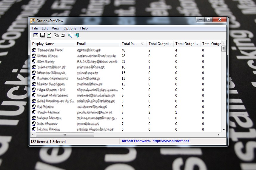 OutlookStatView 1.53 – As estatísticas do Outlook
