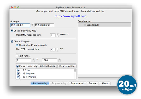 IP Port Scanner – A sua rede controlada via Mac OS X