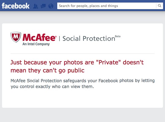 McAfee Social Protection – Proteja as suas fotos no Facebook