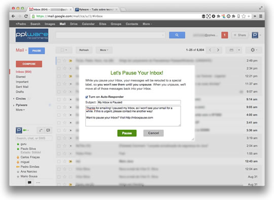 Inbox Pause – Ponha o seu Gmail em pausa !!