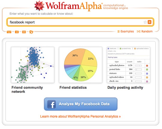 Wolfram Alpha cria relatório pormenorizado do seu Facebook