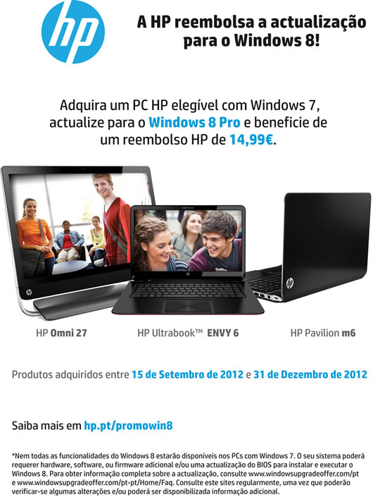 HP reembolsa a actualização para o Windows 8