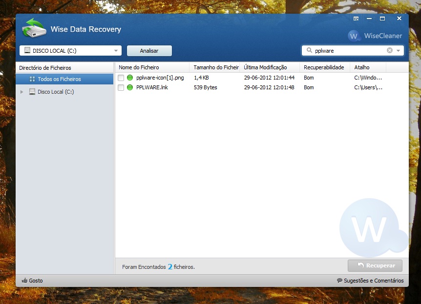 Wise Data Recovery 3.15, avaliar e recuperar dados dos discos