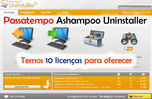 Passatempo Ashampoo Uninstaller – Temos 10 licenças