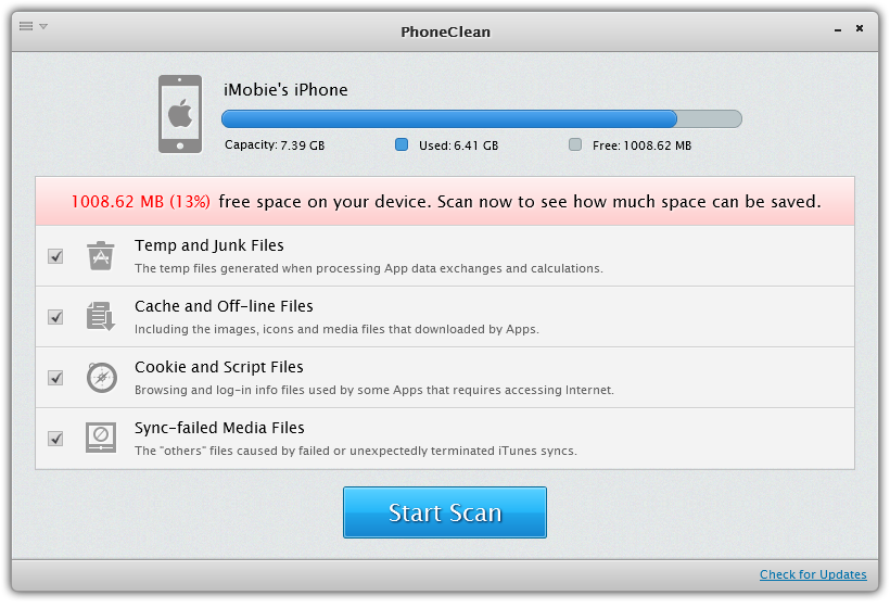 PhoneClean Mac: limpeza e manutenção no iPad, iPod, iPhone