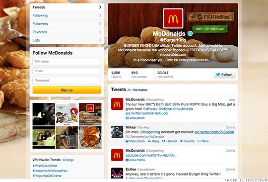 Twitter do BurgerKing foi hackeada