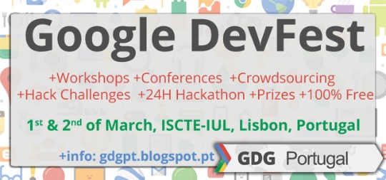 Google DevFest Portugal: 1 e 2 de Março