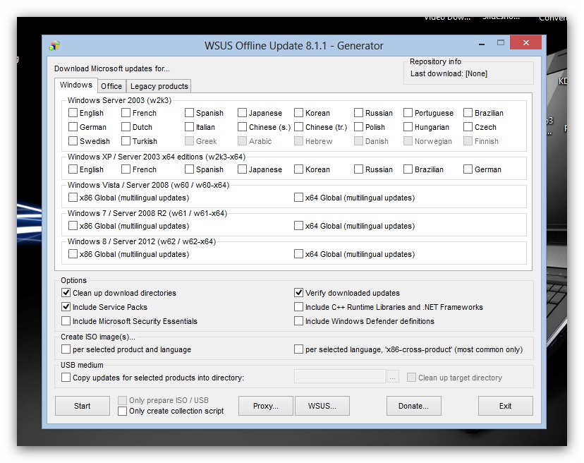 WSUS Offline Update 8.1.1 – Actualizações para o Windows
