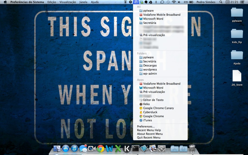Recent Menu – Um histórico para Mac OS X