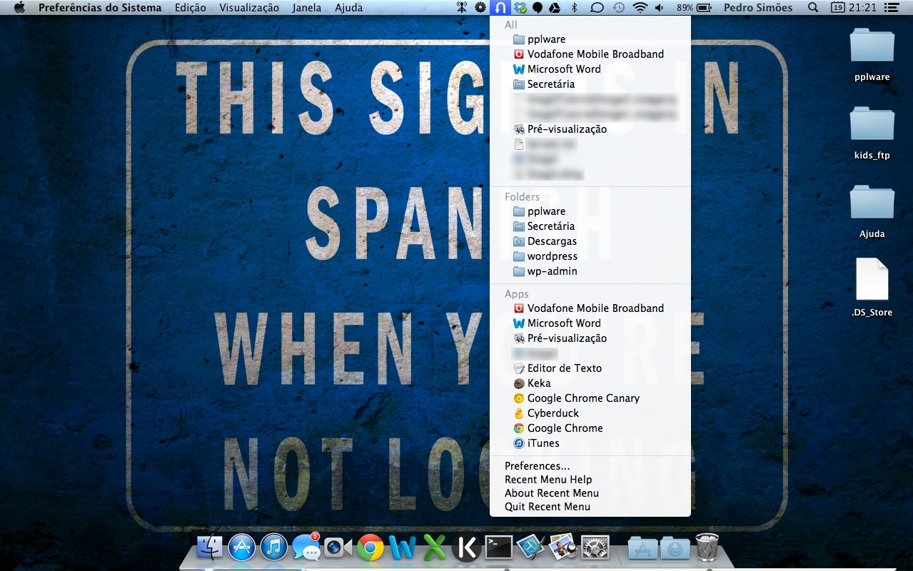 Recent Menu – Um histórico para Mac OS X