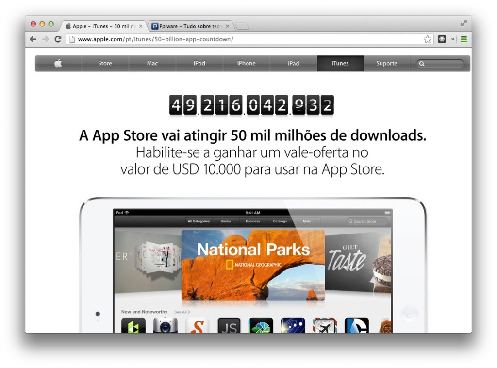 Apple Store prepara-se para atingir 50 mil milhões de downloads