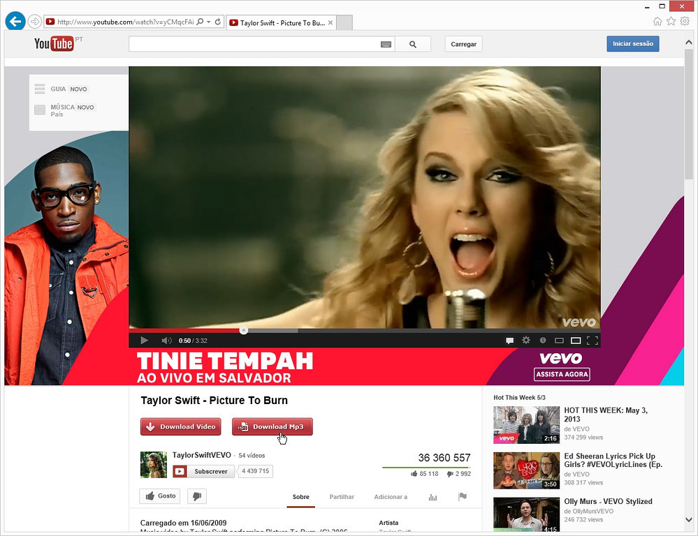 Free YouTube to MP3 Converter 3.12.9, salvar áudio do YouTube
