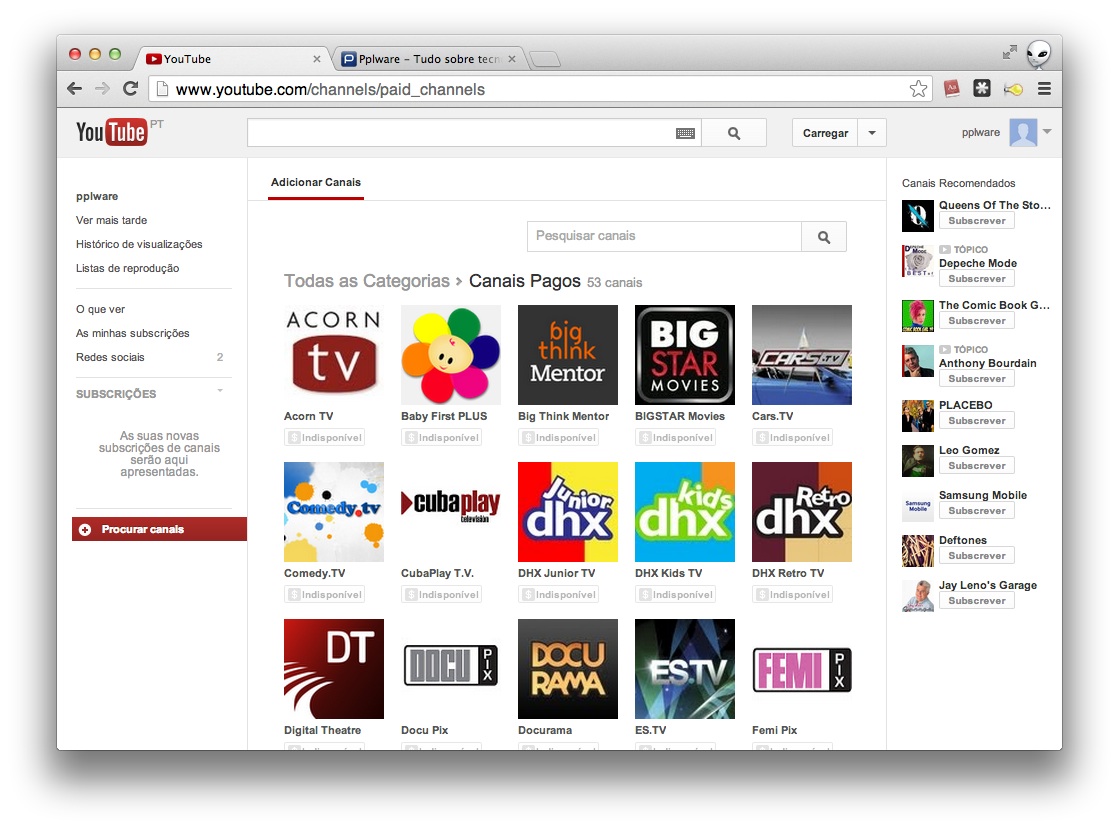 YouTube lança subscrição de 53 canais pagos