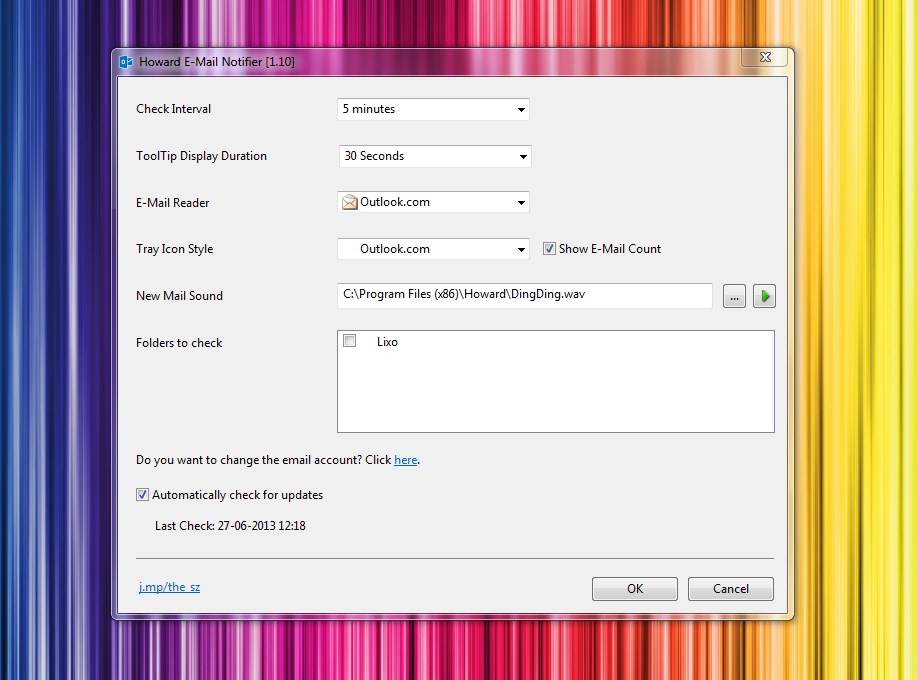 Howard – Notificações de novas mensagens no Outlook.com