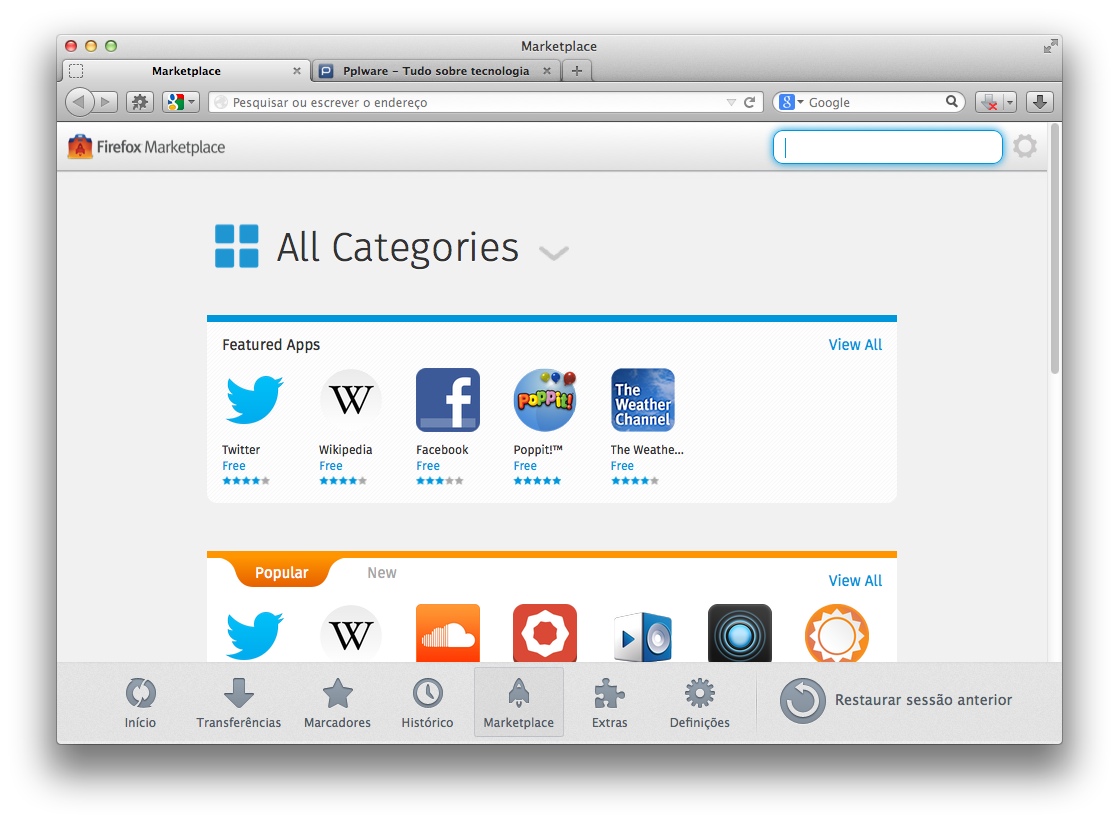 New newtab tab – Uma página de abertura completa, no Firefox
