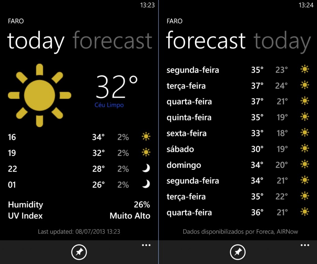 Weather – Saiba o tempo no seu Windows Phone