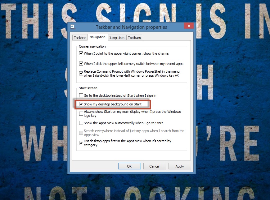 Dica: Como activar o Wallpaper no Start Screen do Windows 8.1