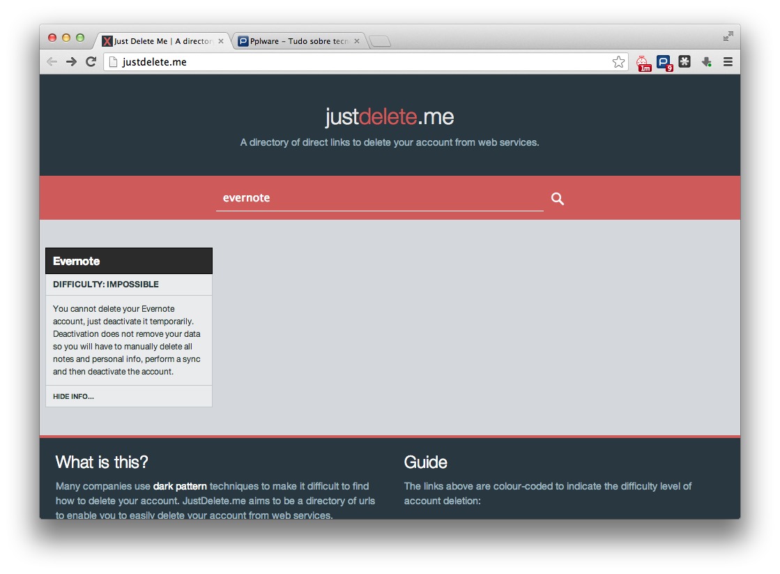 JustDelete.me – A forma mais simples de se apagar da Internet