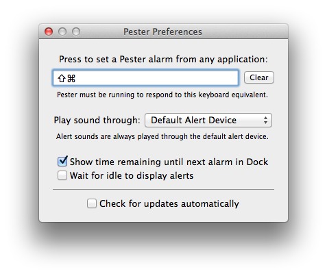 Pester – Uma ferramenta de alarmes muito simples para o OS X