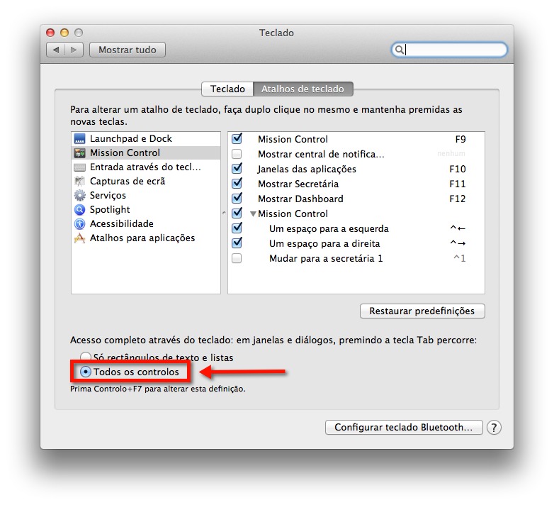 Dica: Usar o TAB para saltar entre elementos da interface no OS X