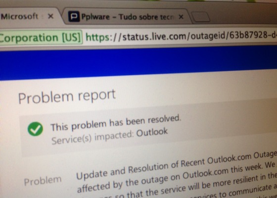 Microsoft pede desculpa pelos problemas do Outlook.com