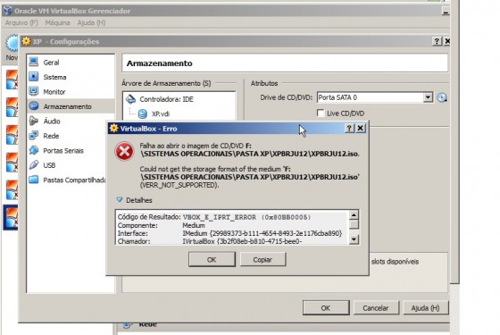 ERRO NO VIRTUAL BOX