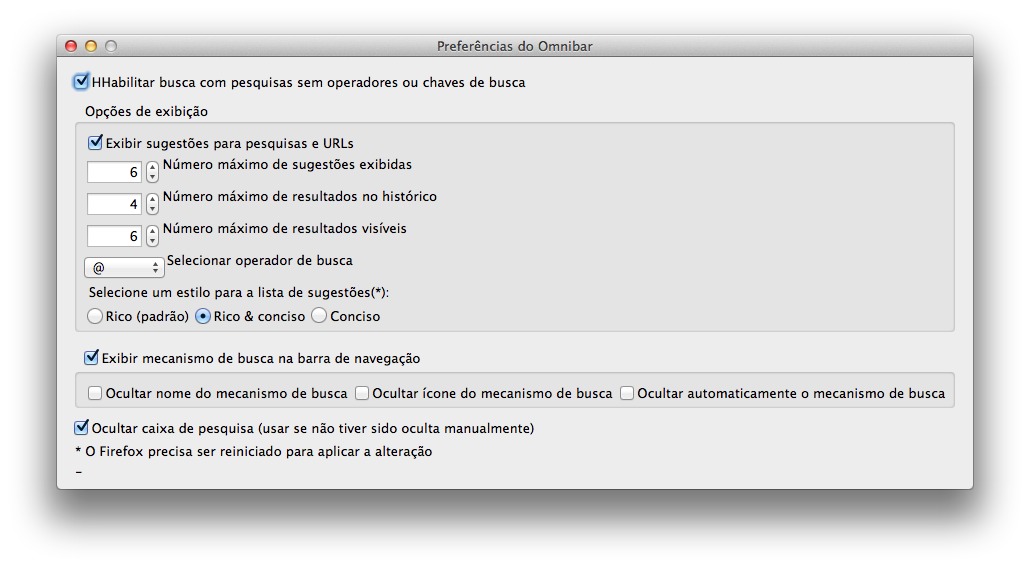 Omnibar – Melhorar a barra de endereço do Firefox
