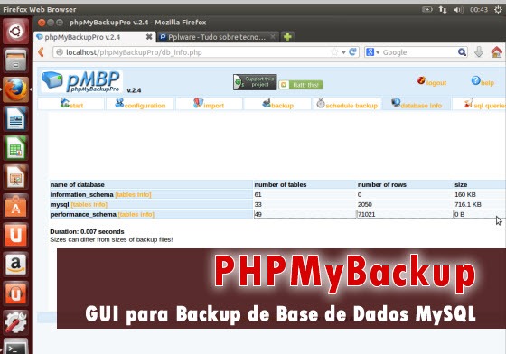PHPMyBackup – GUI para Backup de Base de Dados MySQL