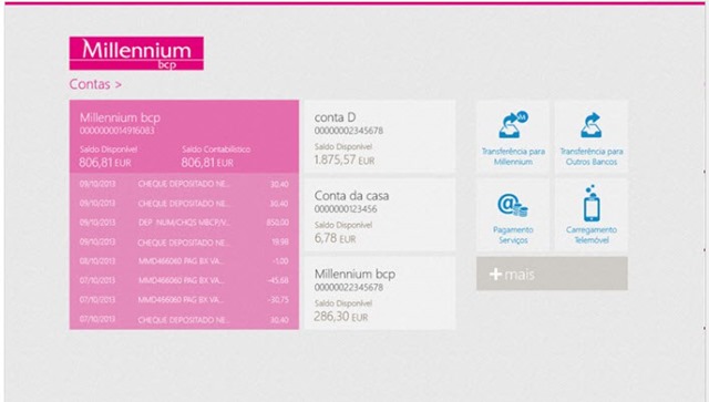 Millennium BCP agora com app para Windows 8