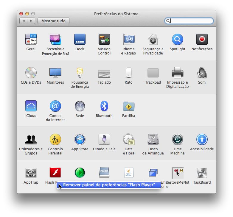 Como remover aplicações das Preferências de Sistema no OS X