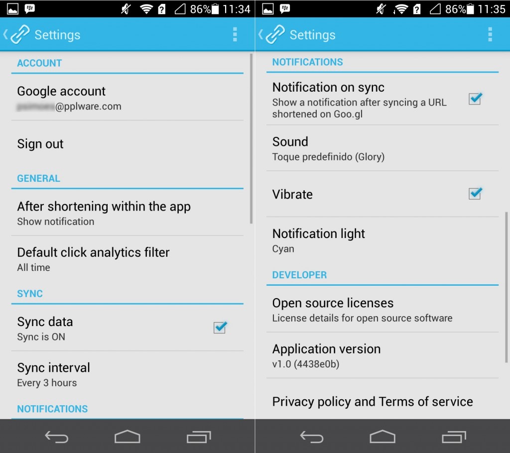 Google URL Shortener: Aplicação Android para o serviço Goo.gl