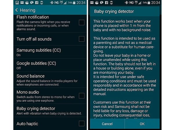 Galaxy S5 traz Detector de choro de bebé