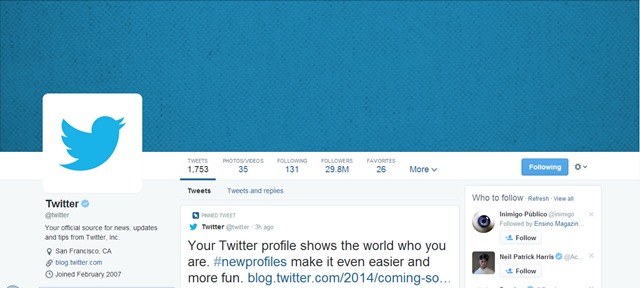 Twitter altera o design do perfil do utilizador