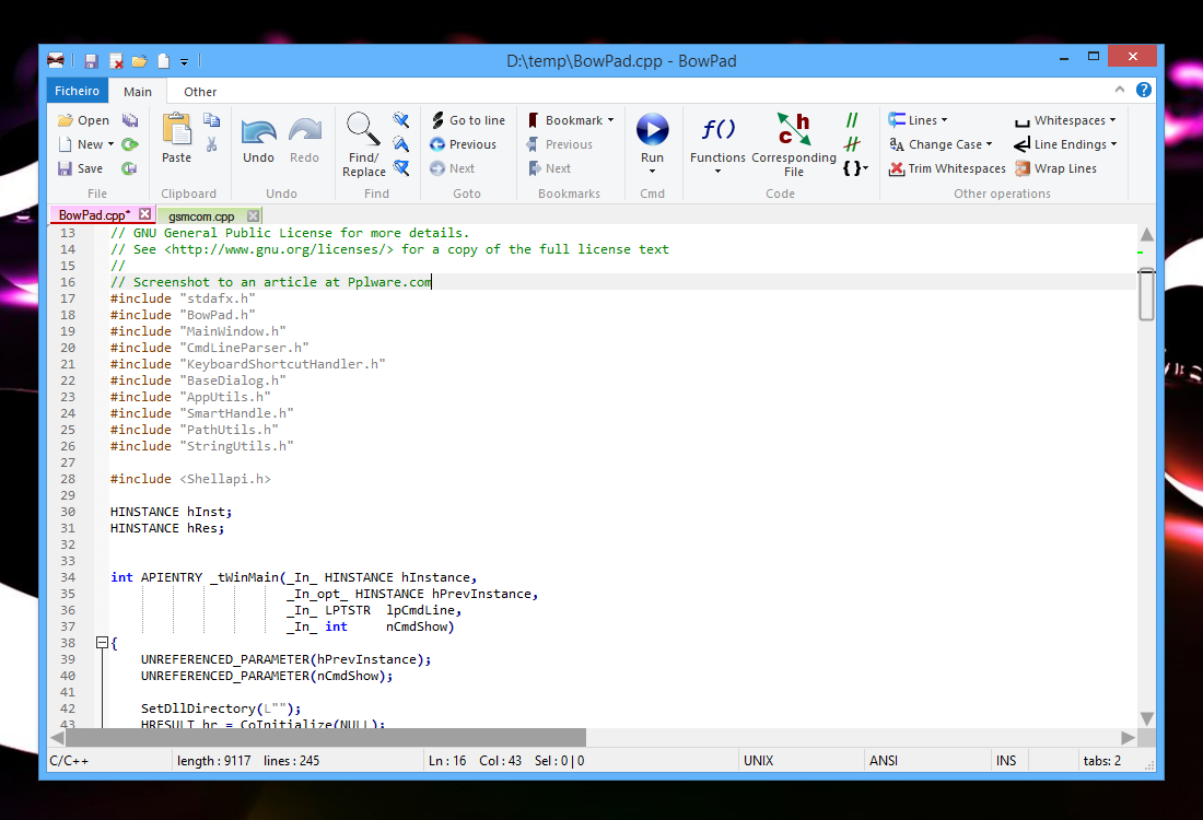 BowPad – Um editor de texto simples e rápido