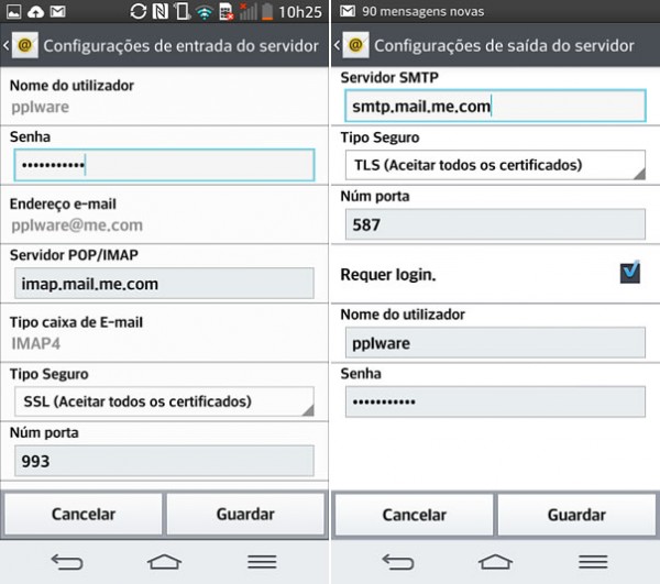 Algumas apps não necessitam dos dados, preenchendo-os automaticamente