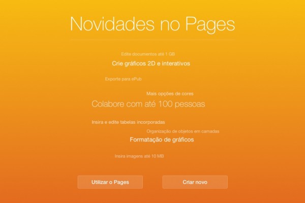 Novidades do Pages