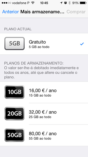 Tenha 5 GB gratuitos para backups