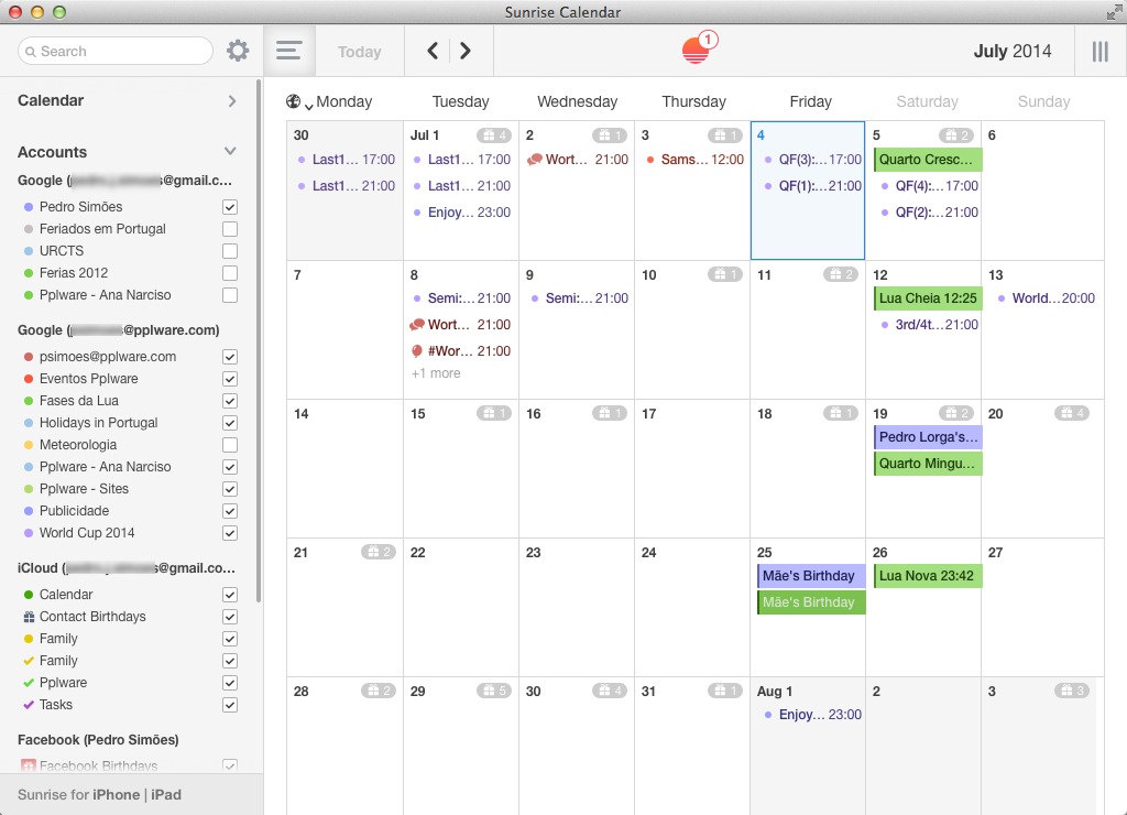 Sunrise Calendar saltou do iPhone e também já chegou ao OSX