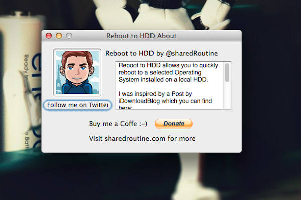 RebootToHDD: Faça restart para outra partição no OSX
