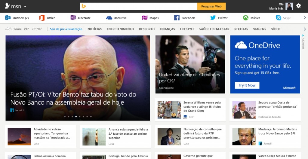 MSN com portal totalmente renovado