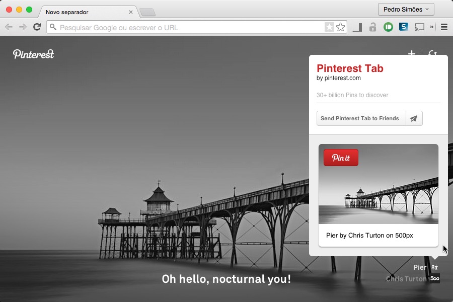 O Pinterest também já pode personalizar o seu Chrome