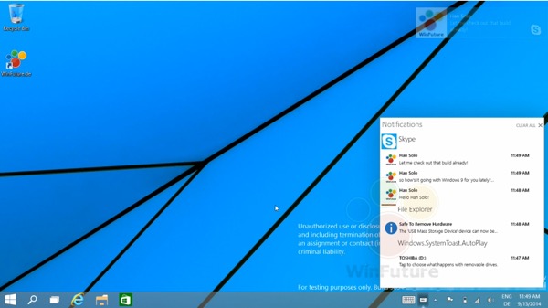Windows 9, veja o novo centro de Notificações a funcionar