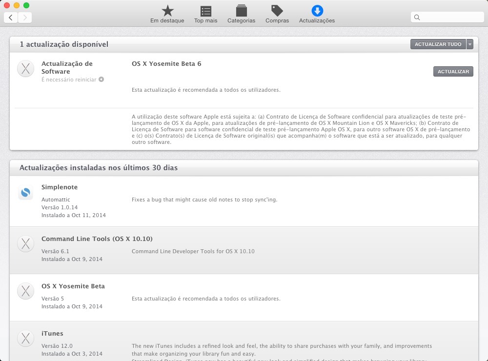 Apple lançou a sexta versão da beta pública do OSX Yosemite